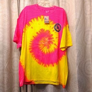 NWT Southern Puppy Life Collection Pink/Yellow/Orange Tie Die Tee. Size 3XL